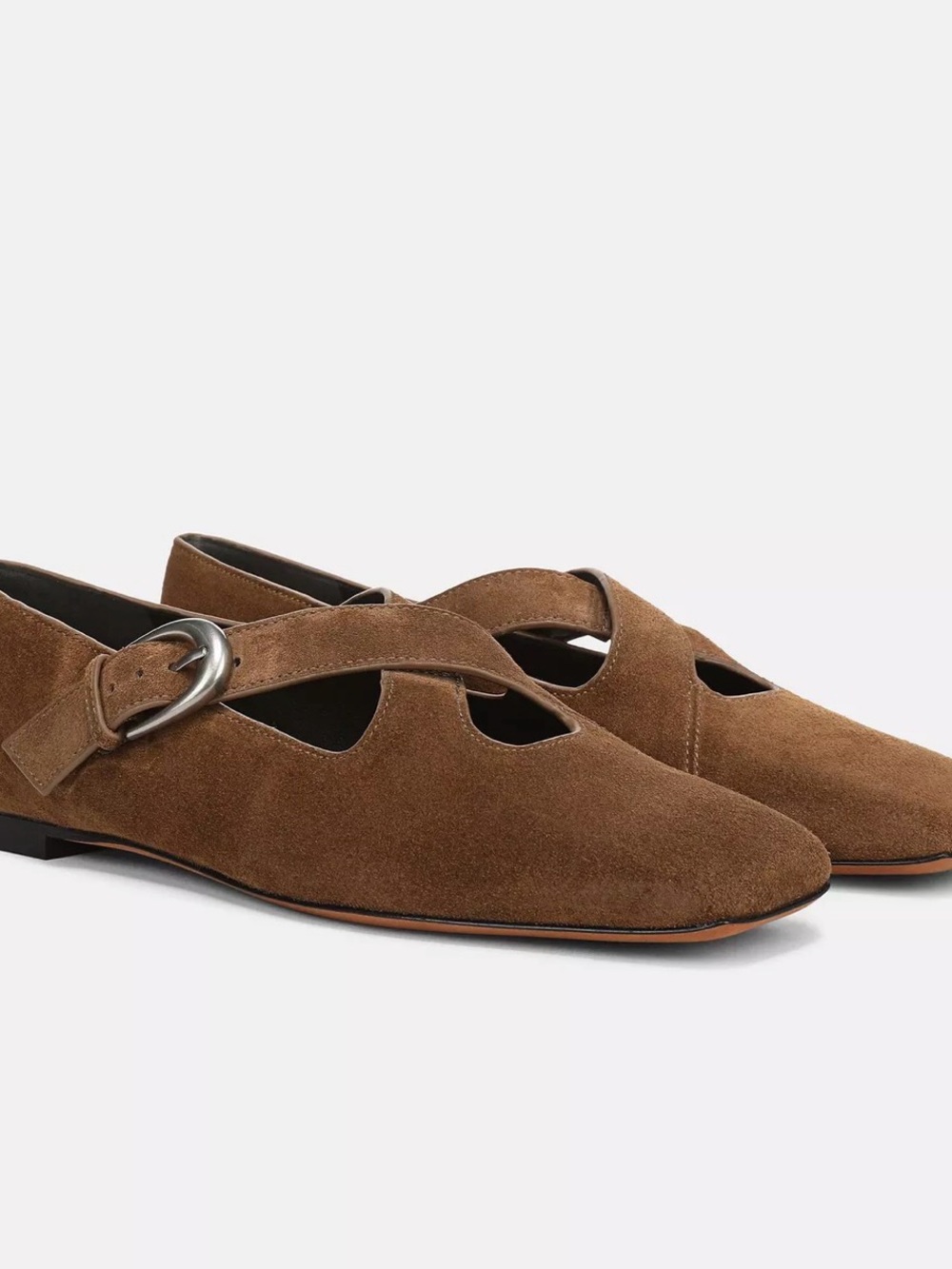 {Vince} Cici Suede Buckle Flat Shoes Size 7